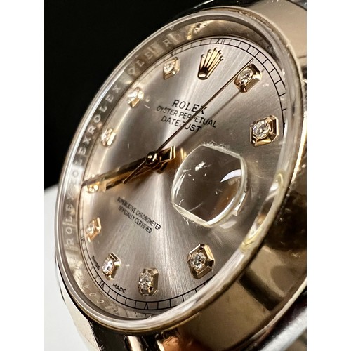 282 - ROLEX OYSTER PERPETUAL GENTS DATEJUST 41 AUTOMATIC STAINLESS STEEL & 18CT GOLD WITH ROSE CENTRE ... 