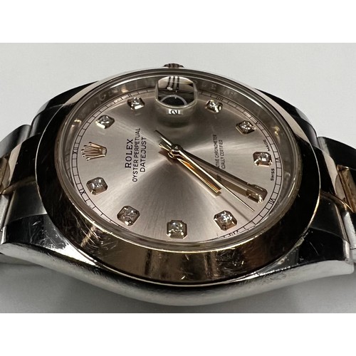 282 - ROLEX OYSTER PERPETUAL GENTS DATEJUST 41 AUTOMATIC STAINLESS STEEL & 18CT GOLD WITH ROSE CENTRE ... 