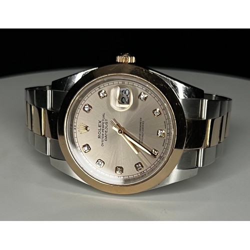 282 - ROLEX OYSTER PERPETUAL GENTS DATEJUST 41 AUTOMATIC STAINLESS STEEL & 18CT GOLD WITH ROSE CENTRE ... 