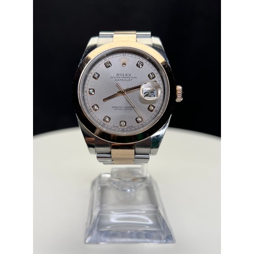 282 - ROLEX OYSTER PERPETUAL GENTS DATEJUST 41 AUTOMATIC STAINLESS STEEL & 18CT GOLD WITH ROSE CENTRE ... 