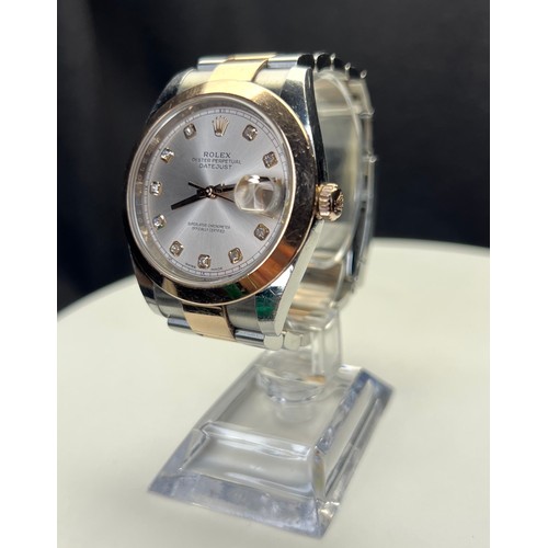 282 - ROLEX OYSTER PERPETUAL GENTS DATEJUST 41 AUTOMATIC STAINLESS STEEL & 18CT GOLD WITH ROSE CENTRE ... 