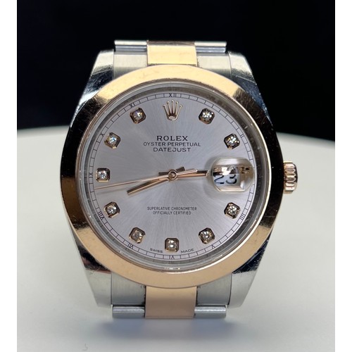 282 - ROLEX OYSTER PERPETUAL GENTS DATEJUST 41 AUTOMATIC STAINLESS STEEL & 18CT GOLD WITH ROSE CENTRE ... 