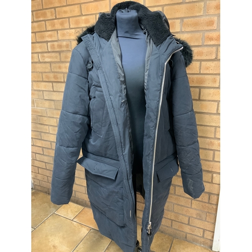 201 - REISS BLACK PARKA COAT SIZE XXL RRP £395(CRP/6)