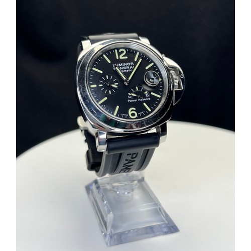 280 - PANERAI LUMINOR POWER RESERVE AUTOMATIC WATCH MODEL OP6762, CIRCULAR BLACK DIAL WITH LUMINOUS TWELVE... 