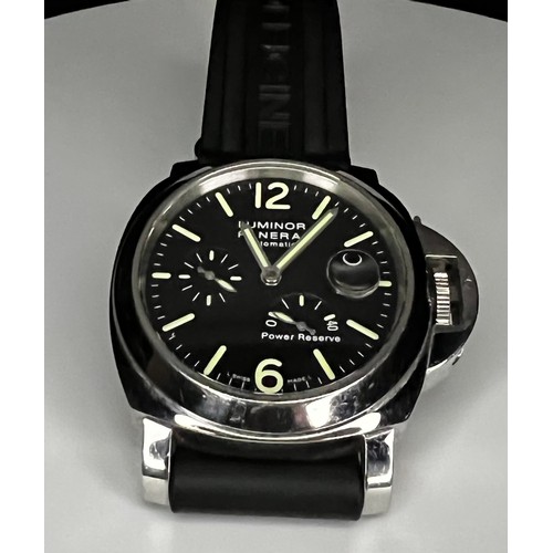 280 - PANERAI LUMINOR POWER RESERVE AUTOMATIC WATCH MODEL OP6762, CIRCULAR BLACK DIAL WITH LUMINOUS TWELVE... 