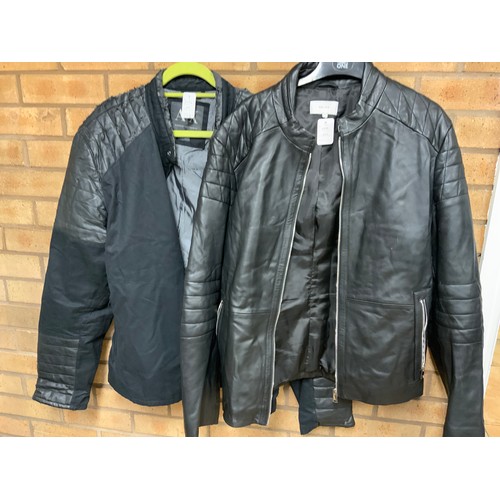 199 - REISS BIKER LEATHER SIZE XXL  & ARMANI EXCHANGE BLACK JACKET SIZE XXL RRP £489(CRP/6)