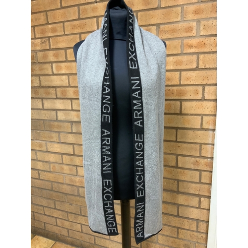 202 - ARMANI EXCHANGE GREY AND BLACK SCARF  RRP £75(CRP/6)