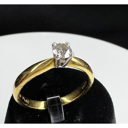 269 - BRILLIANT CUT DIAMOND SOLITAIRE 18CT GOLD & PLATINUM RING - HALLMARKED LONDON 2004 ESTIMATED 0.2... 