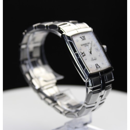 268 - RAYMOND WEIL PARSIFAL BRACELET WATCH WITH 8 DIAMOND DOTS -APPROX TOTAL 0.04 CARATS - MOTHER OF PEARL... 