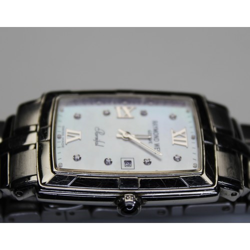 268 - RAYMOND WEIL PARSIFAL BRACELET WATCH WITH 8 DIAMOND DOTS -APPROX TOTAL 0.04 CARATS - MOTHER OF PEARL... 