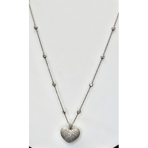 278 - ROULD BRILLIANT CUT 160 DIAMONDS ENCRUSTED HEART PENDANT APPROX TOTAL 2.50 CARATS - 18CT WHITE GOLD ... 