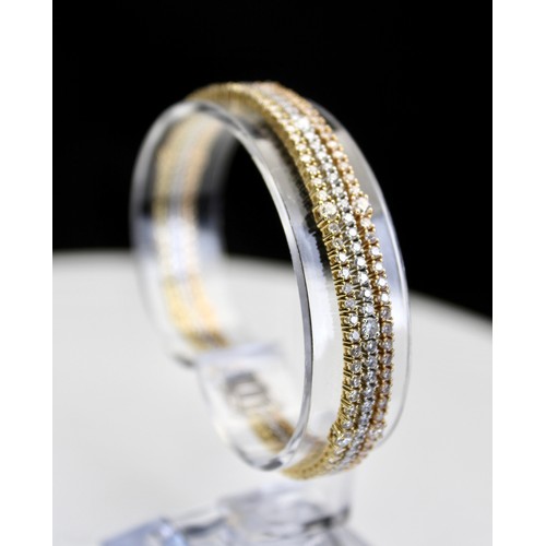 281 - ROUND BRILLIANT CUT DIAMOND TRIPLE ROW TENNIS STYLE BRACELET ESTIMATED TOTAL 6.17 CARATS 18CT YELLOW... 