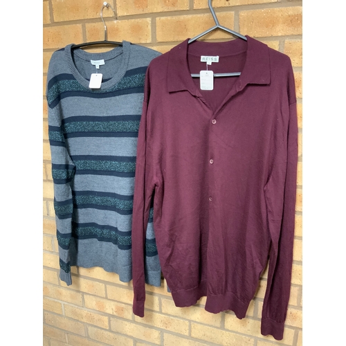 195 - REISS GREY STRIP JUMPER SIZE XXL, REISS PLUM CARDIGAN SIZE XL  TOTAL RRP £ 236(CRP7)