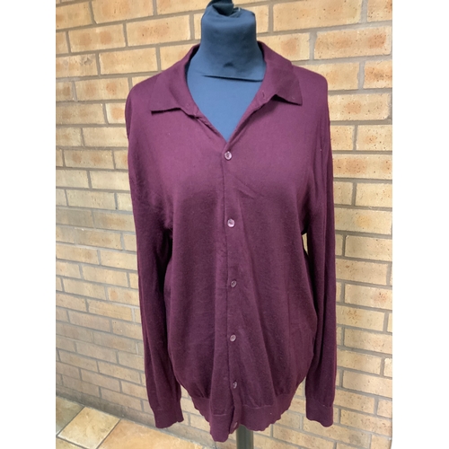 195 - REISS GREY STRIP JUMPER SIZE XXL, REISS PLUM CARDIGAN SIZE XL  TOTAL RRP £ 236(CRP7)