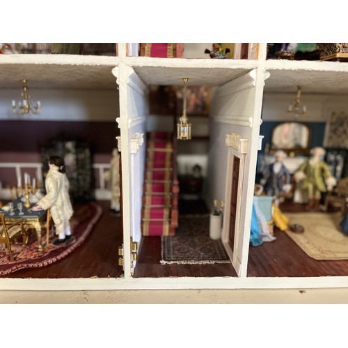 140 - GEORGIAN DOLLS HOUSE 4 FLOOR & BASEMENT 'PUTTOCK' AND ACCESORIES