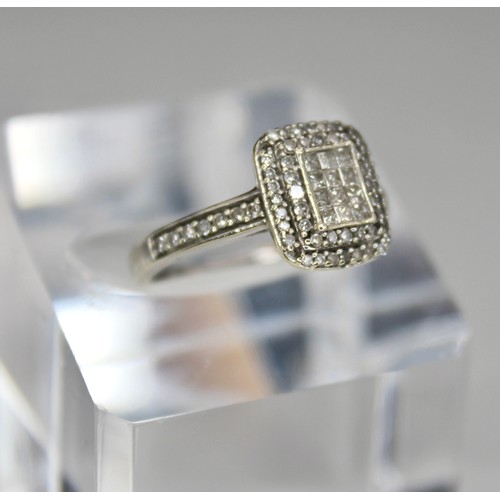 259A - 9CT WHITE GOLD 0.42 CARAT MULTI DIAMOND SQUARE RING