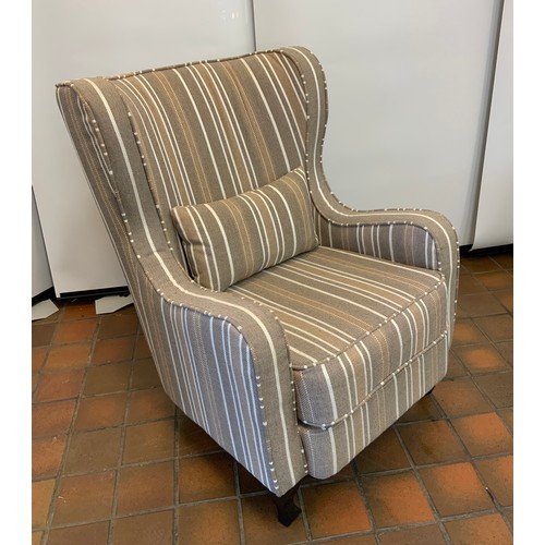 155 - STRIPED WING BACK CHAIR