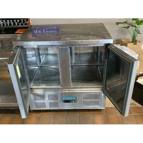 68 - POLAR U636 SS DOUBLE DOOR COUNTER FRIDGE - COST NEW £887