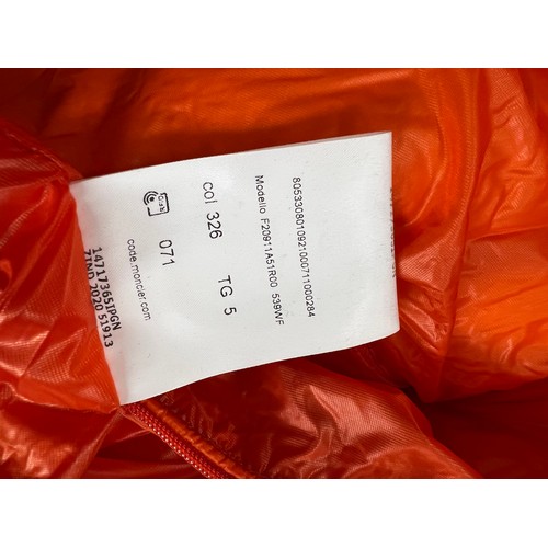 118 - MONCLER 'TARNOS' ORANGE QUILTED DOWN JACKET WITH HOOD SERIAL CODE : F20911A51R00 539WF-326 SIZE 5 RR... 