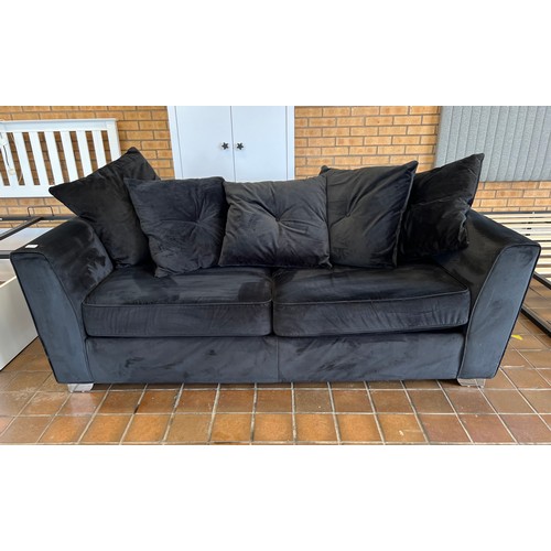 76 - Quade Black velvet 3 Seater Sofa By Fairmont Park£849.99