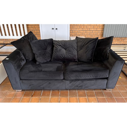 76 - Quade Black velvet 3 Seater Sofa By Fairmont Park£849.99
