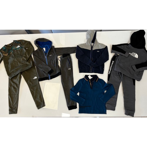 25 - CHILDRENS AGE 10 - 2 X NORTH FACE TRACKSUITS, 1 X HUGO BOSS TRACK SUIT, 1 X HUGO BOSS HOODY, 1 X HUG... 