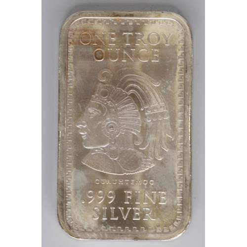 102 - 1oz .999 FINE SILVER AZTEC CALENDAR 999 IN PROTECTIVE CASE ONE TROY BAR COIN RRP £57