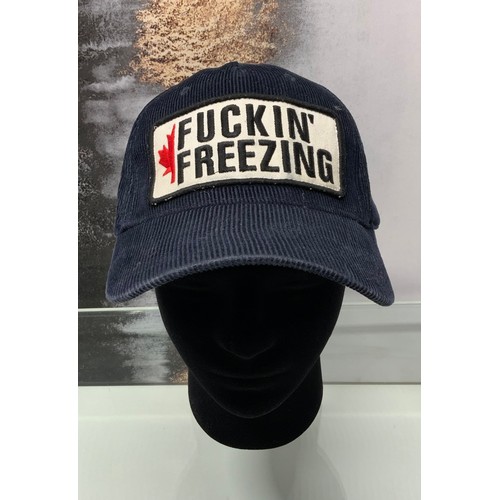 76 - DSquared² Men's Black F**king Freezing corduroy Cap RRP £70 (P22175481)