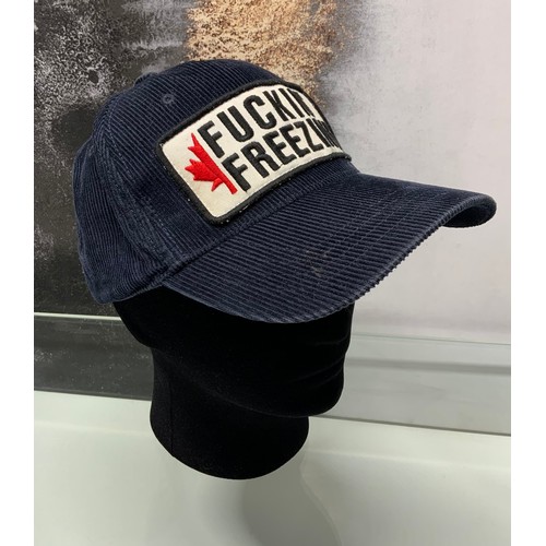 76 - DSquared² Men's Black F**king Freezing corduroy Cap RRP £70 (P22175481)