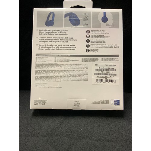 22 - NEW IN BOX SONY WH-CH510 WIRELESS STEREO HEADPHONES - RRP £39 (9564)