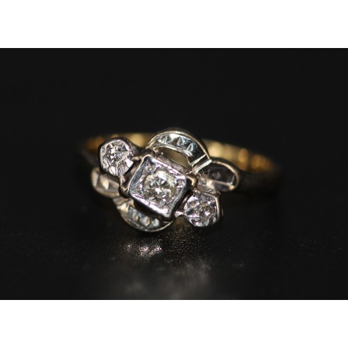 119 - 18ct Vintage Yellow Gold 0.25ct Diamond Three Stone Ring. Total Weight 3g (24)