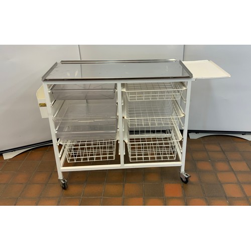 33 - MEDICAL TROLLEY WITH STORAGE TRAYS, SS TOP