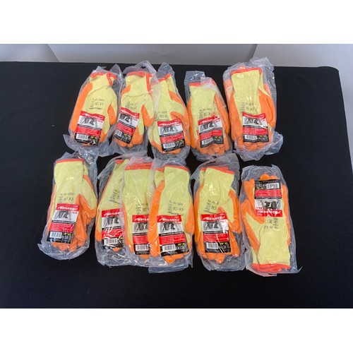 56 - NEW NEILSON - 12 PAIRS OF CRINKLE LATEX COATED WORK GLOVES SIZE 10