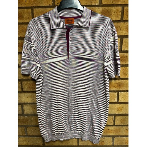 136A - MISSONI PURPLE STRIPED POLO SHIRT RRP £260 SIZE 48 A/F (CJR/300620/1)