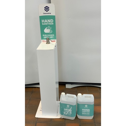 114 - HAND SANITISER MACHINE & 2 TUBS OF SANITISER