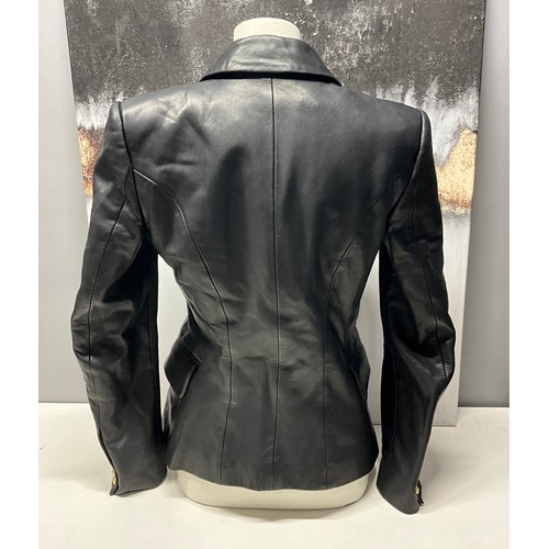 104 - BALMAIN DOUBLE BREASTED LEATHER JACKET SIZE 38 (UK 10) 100% LAMBS LEATHER - PRODUCT CODE 997499 163P... 