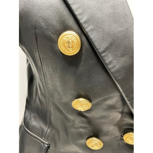 104 - BALMAIN DOUBLE BREASTED LEATHER JACKET SIZE 38 (UK 10) 100% LAMBS LEATHER - PRODUCT CODE 997499 163P... 