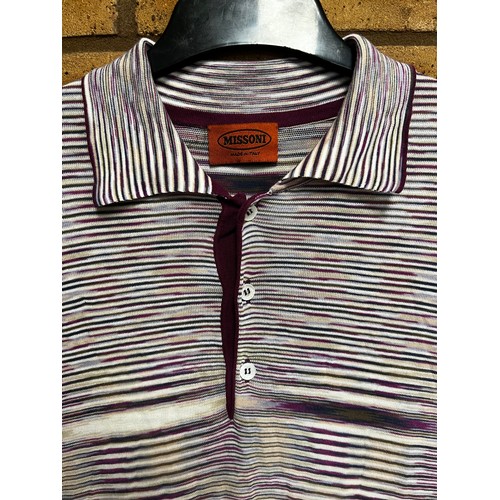 152 - MISSONI PURPLE STRIPED POLO SHIRT RRP £260 SIZE 48 A/F (CJR/300620/1)