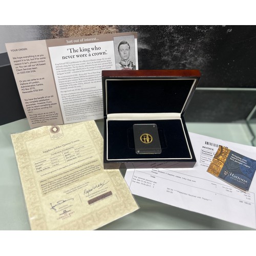 156 - 2017 SAPPHIRE JUBILEE QUARTER 24 CARAT GOLD CROWN, IN BOX WITH PAPERWORK AND COA AND RECEIPT AS NEW ... 