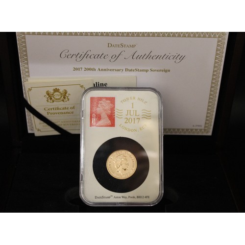 157 - 2017 ELIZABETH II GOLD PROOF SOVEREIGN 200th ANNIVERSARY (22 carat, 7.98g) - 'PISTRUCCI'S ST GEORGE ... 