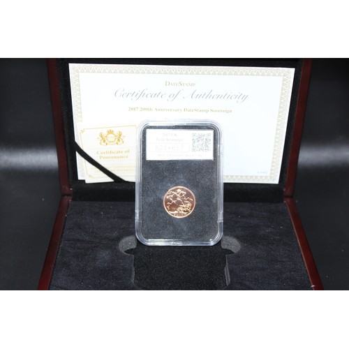 157 - 2017 ELIZABETH II GOLD PROOF SOVEREIGN 200th ANNIVERSARY (22 carat, 7.98g) - 'PISTRUCCI'S ST GEORGE ... 