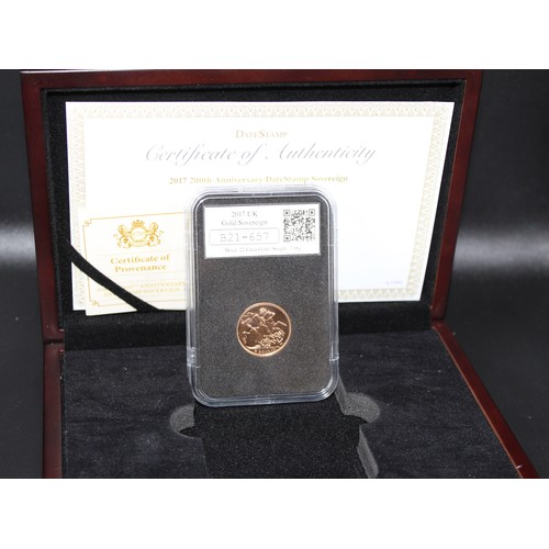 157 - 2017 ELIZABETH II GOLD PROOF SOVEREIGN 200th ANNIVERSARY (22 carat, 7.98g) - 'PISTRUCCI'S ST GEORGE ... 