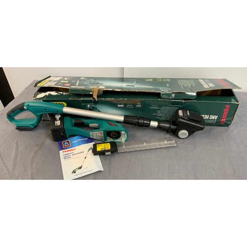 59 - ALDI FERREX CORDLESS GRASS & HEDGE SHEAR (BOXED)  USED RRP £30 (REF LER/08 P21042542)