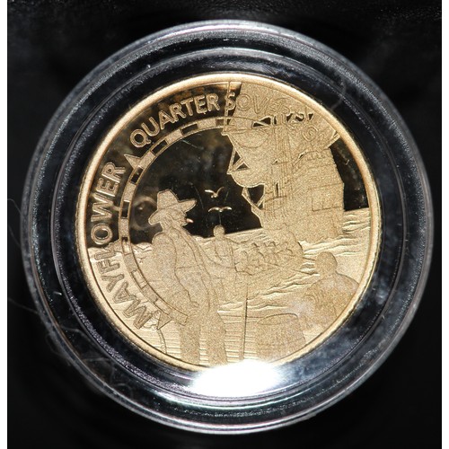 158 - 2020 Mayflower 400TH ANNIVERSARY GOLD PROOF Quarter coin in box WITH COA P21042660 AS NEW RRP £1150 ... 