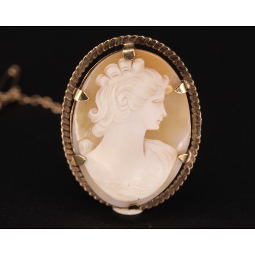 130 - CLEWCO CAMEO BROOCH 9CT ROLLED GOLD WITH SAFETY CHAIN RRP £50