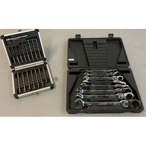 45 - SET OF INPEKAL RATCHET SPANNERS & SET OF DRILL BITS IN BOX