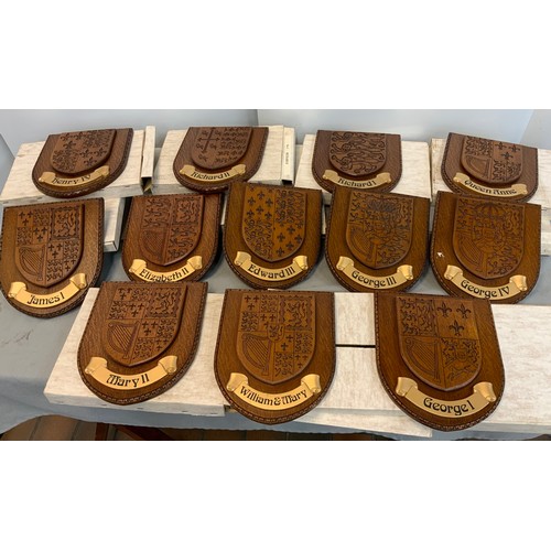 134 - SET OF 12 ROYAL COAT OF ARMS PLAQUES - KINGS & QUEENS - EBAY £169 -£223 EACH