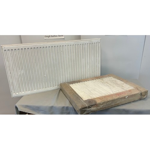 24 - 2 X RADIATORS (1 X NEW IN BOX 800 X 600 & 1 X USED 1200 X 600)