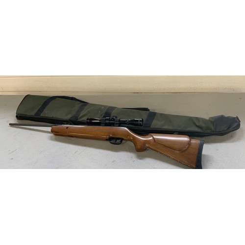 144 - 22 AIR RIFLE & CASE SMK 19 & SIMMONS SCOPE 4 X 32