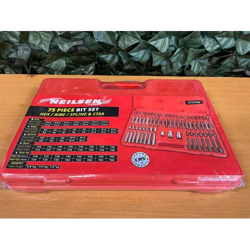 125 - NEW NEILSON 75PC BITSET HEX RIBE SPLINE & STAR SET